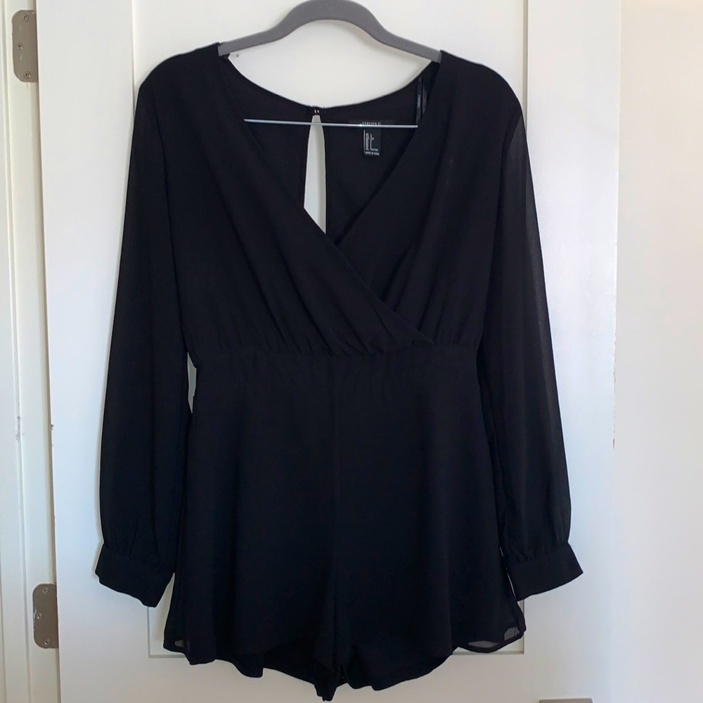 Black Sheer Long Sleeve Romper